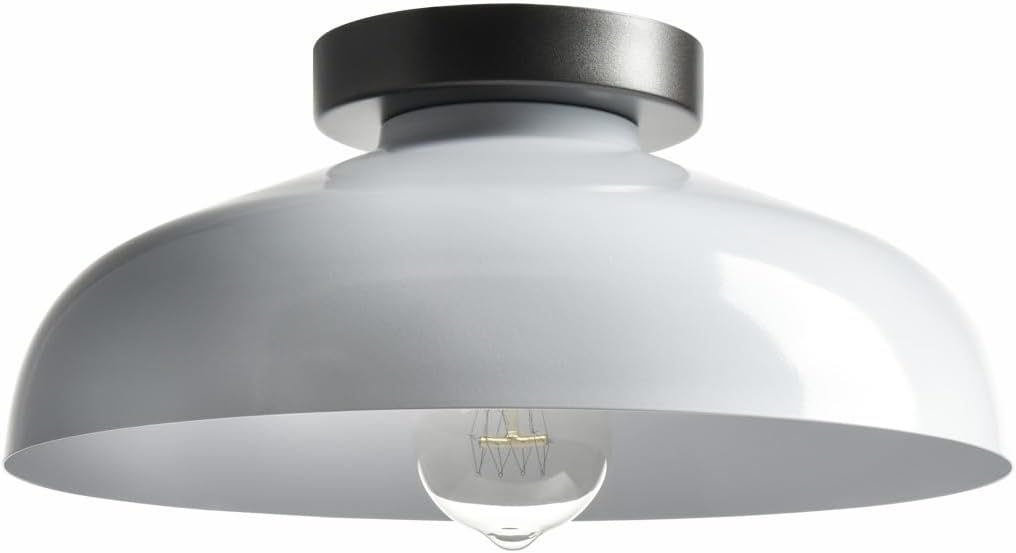 Industrial White Semi‑Flush Ceiling Light