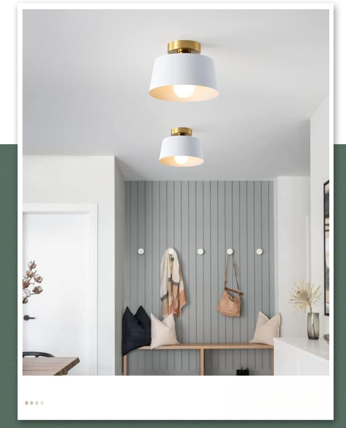 Gold‑Accent Modern Semi‑Flush Ceiling Light