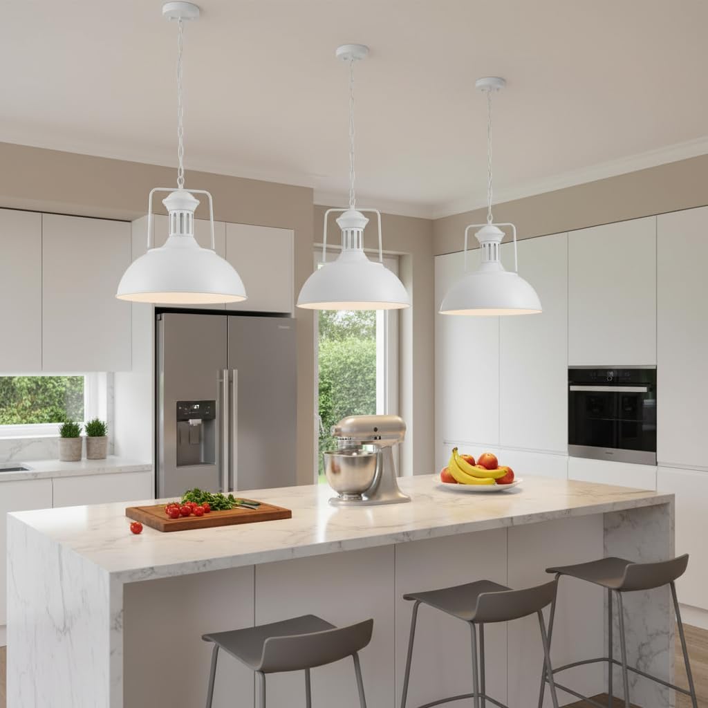White Industrial Dome Pendant Light Fixture