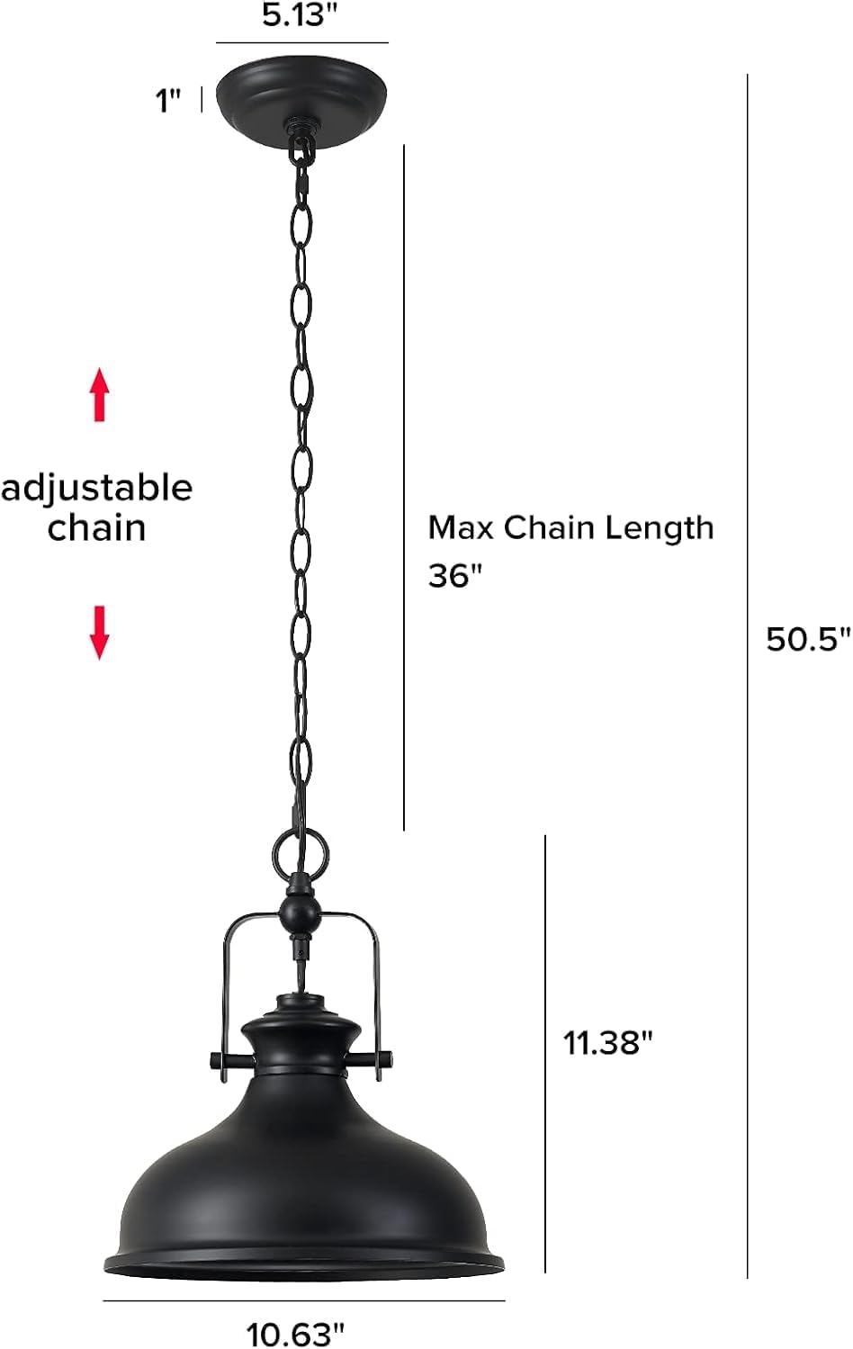 Black Vintage Industrial Dome Pendant Light