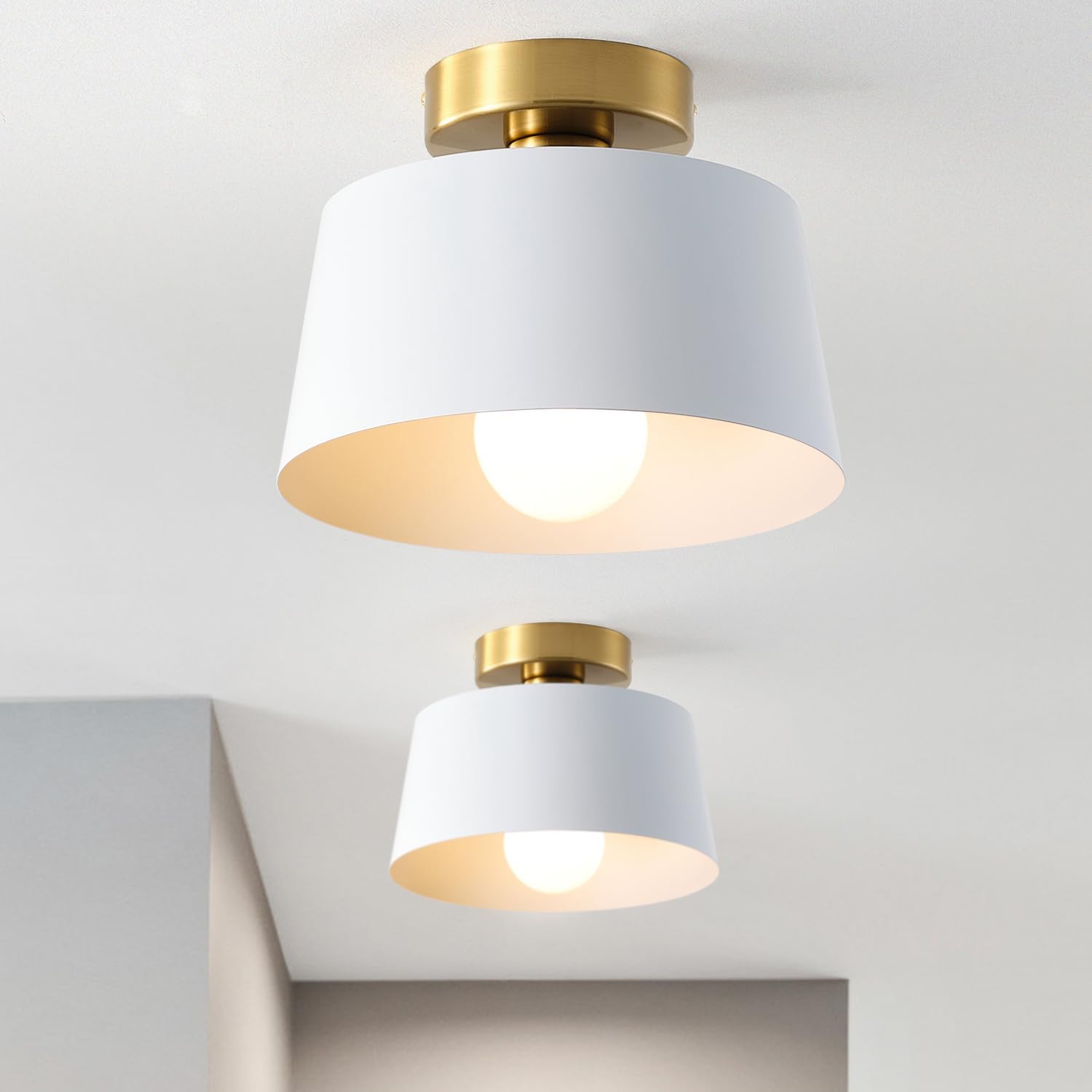 Gold‑Accent Modern Semi‑Flush Ceiling Light