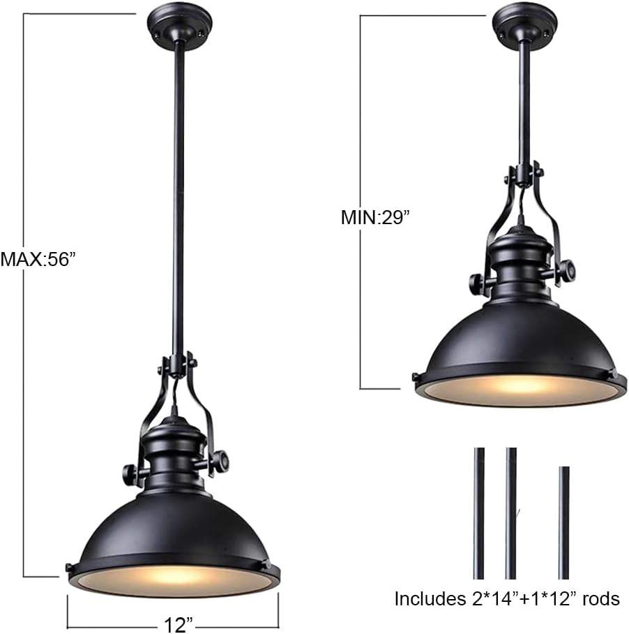 Vintage Industrial Black Pendant Light Fixture