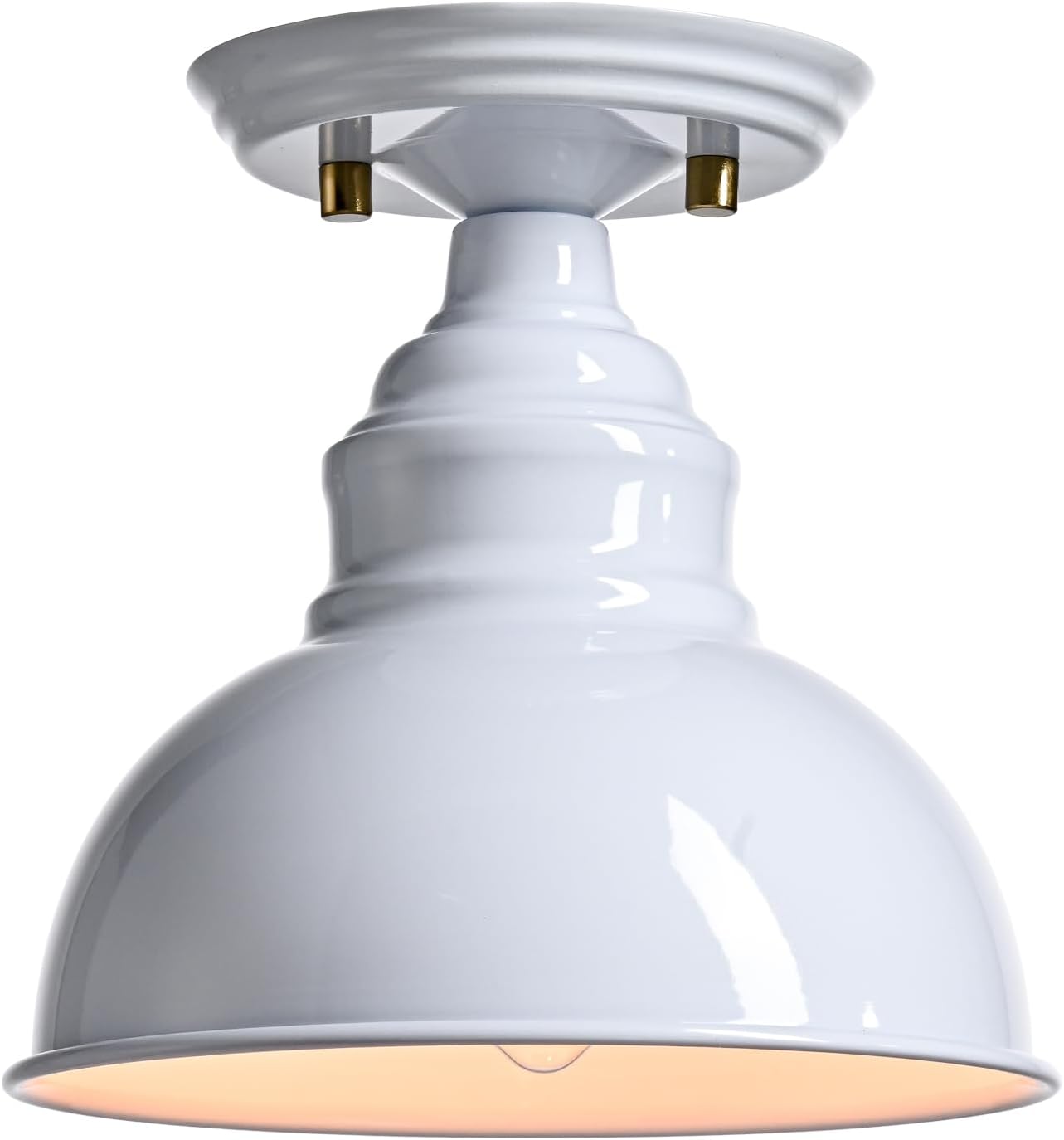 Industrial White Dome‑Shade Ceiling Light