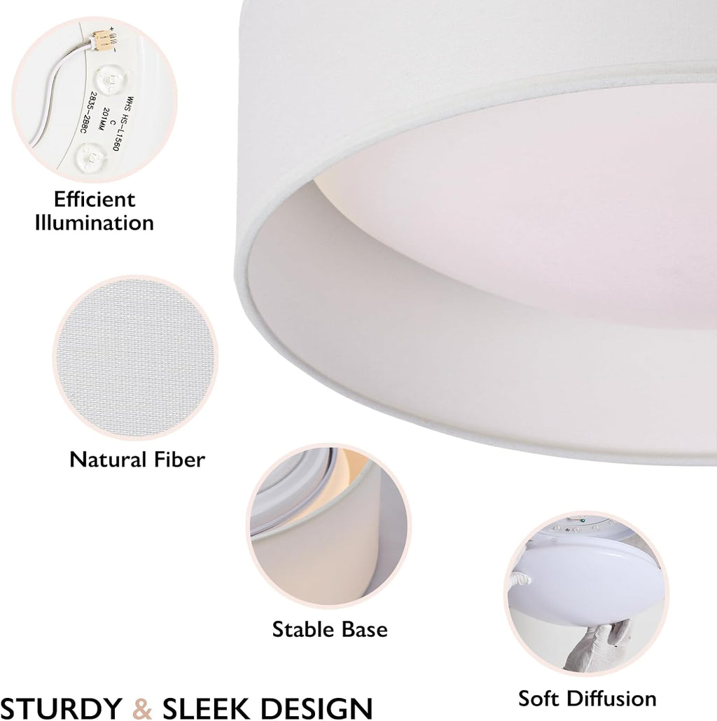 Modern Linen‑Drum LED Ceiling Light