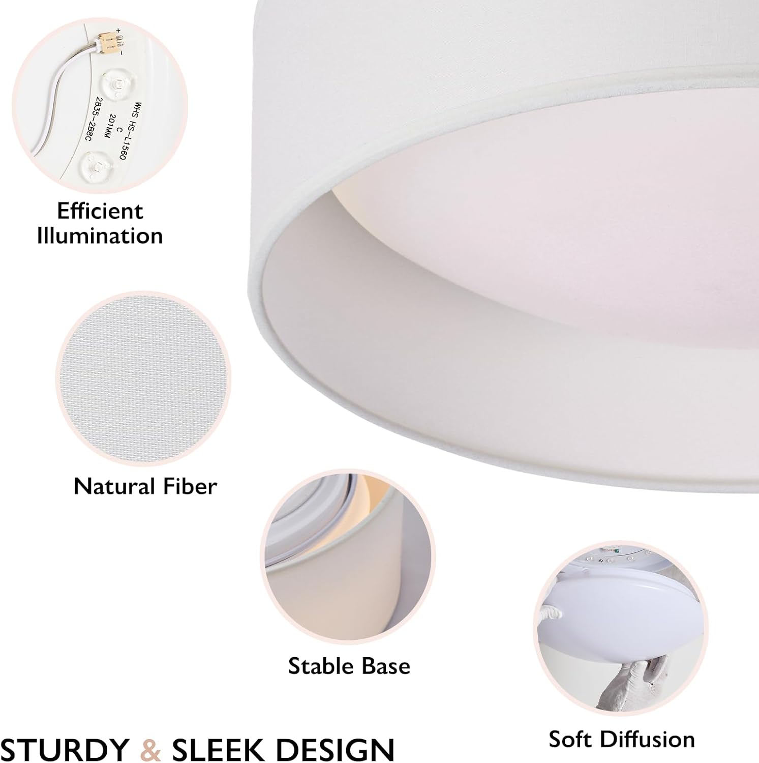 Modern Linen‑Drum LED Ceiling Light