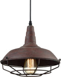 Rust Caged Farmhouse Industrial Pendant Light