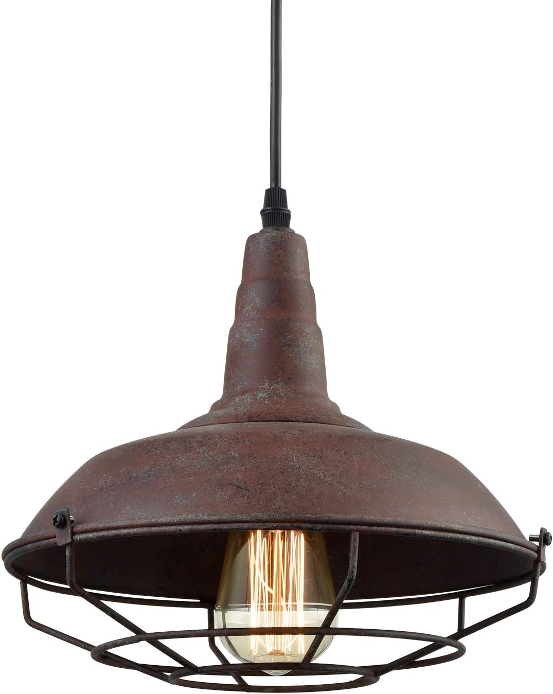 Rust Caged Farmhouse Industrial Pendant Light