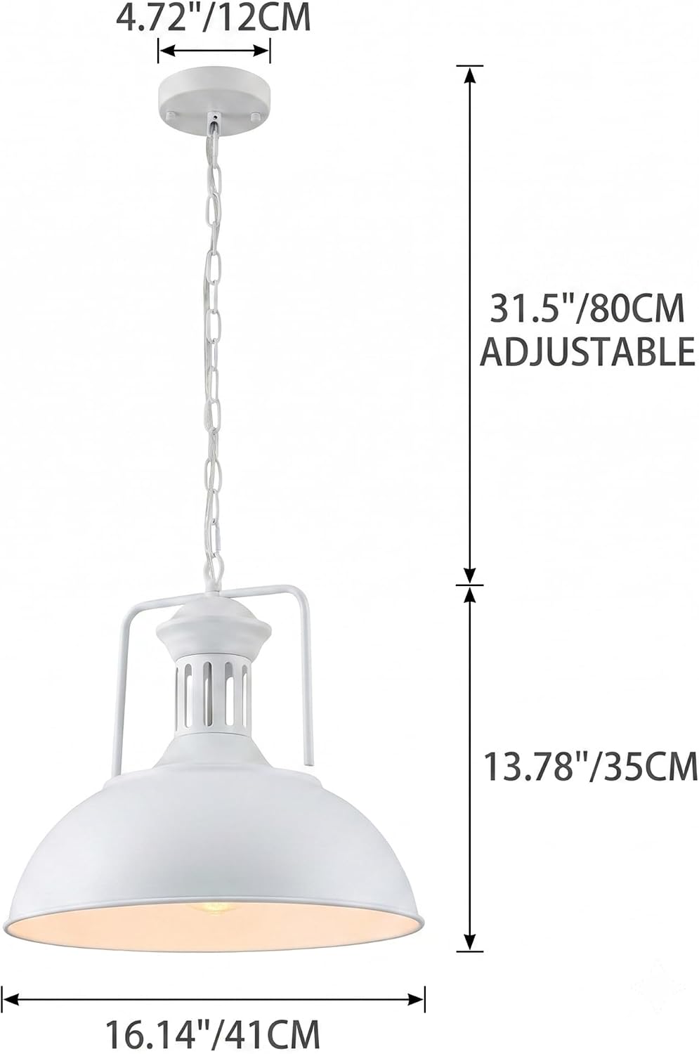 White Industrial Dome Pendant Light Fixture