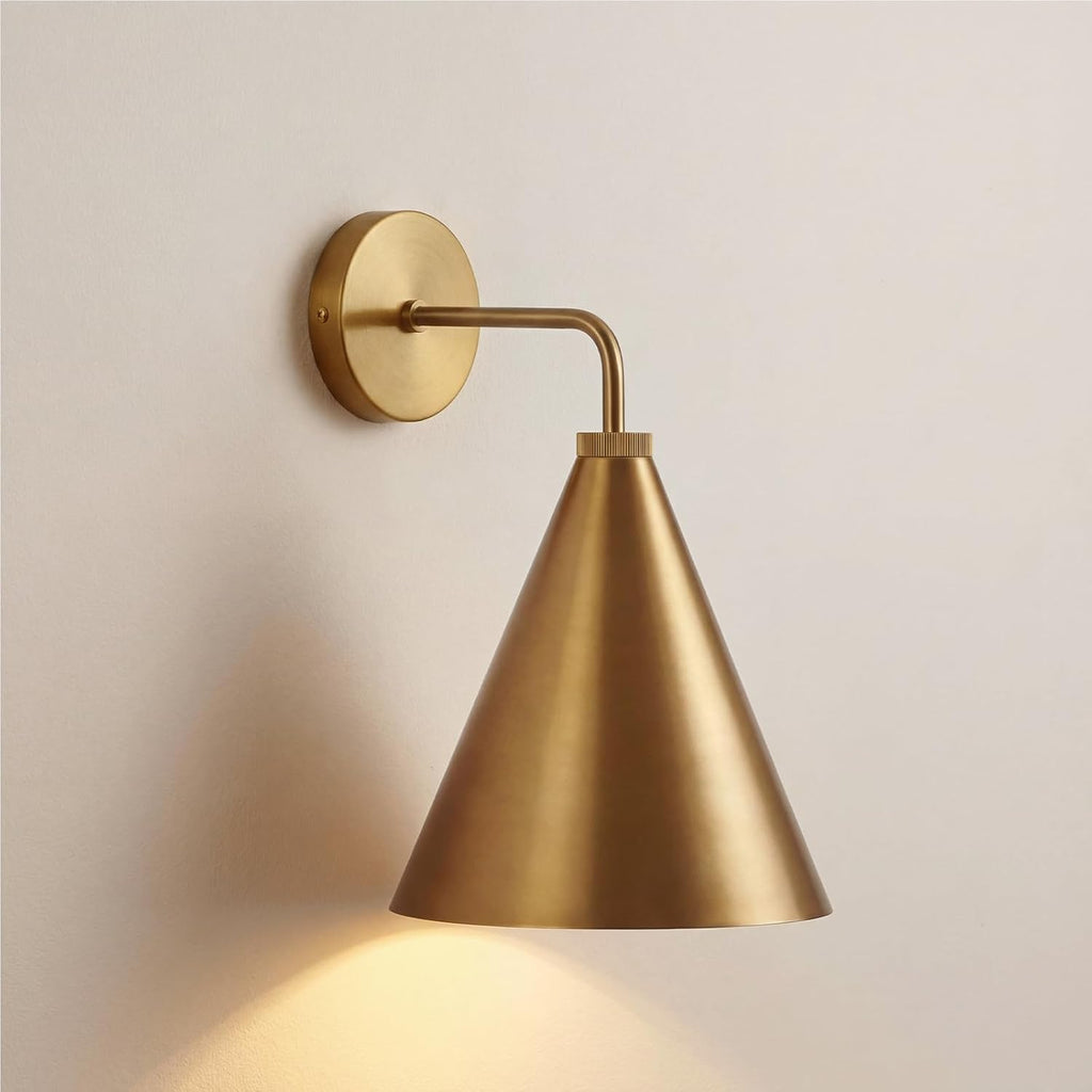 Vintage Brass Conical Metal Wall Sconce