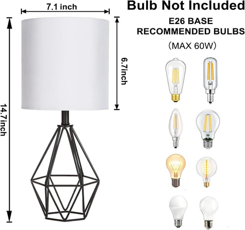 Black Cage‑Shade Bedside Lamp Set