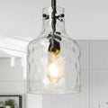 Black Hammered‑Glass Industrial Pendant Light