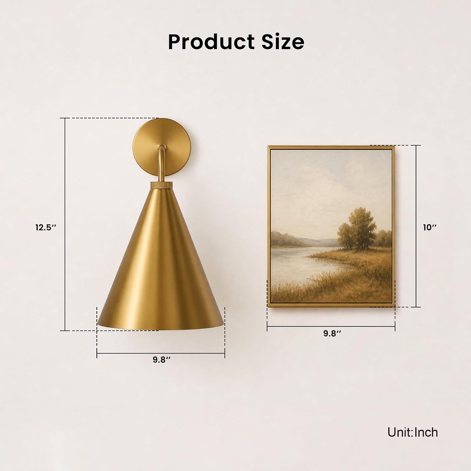 Vintage Brass Conical Metal Wall Sconce