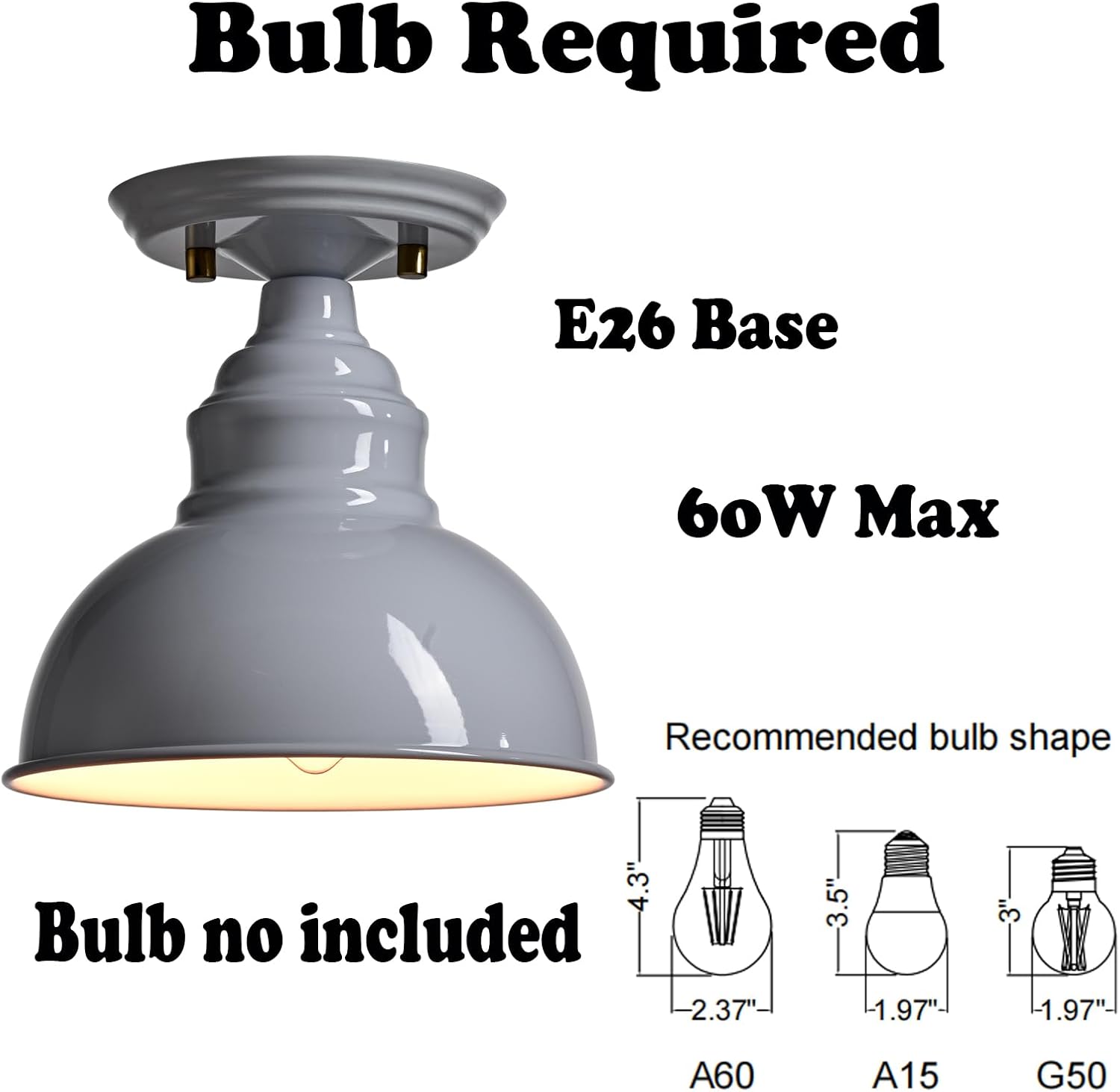 Industrial White Dome‑Shade Ceiling Light