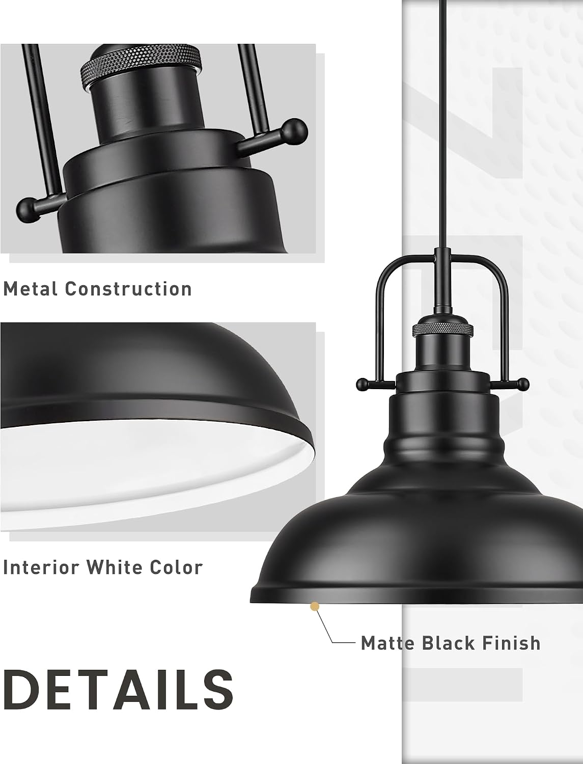 Black Metal Dome Industrial Pendant Light