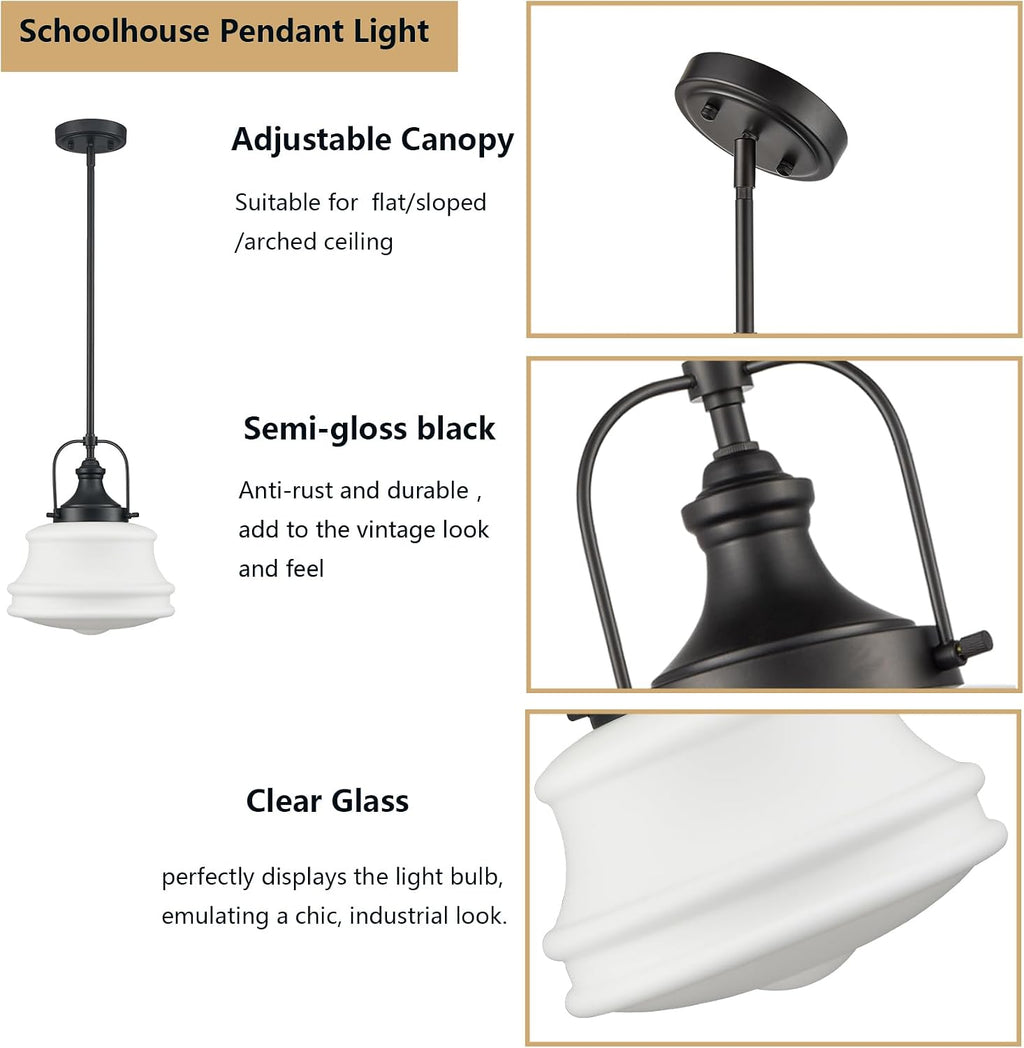 Black Industrial Schoolhouse Pendant Light