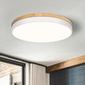 Modern Wood White Flush‑Mount Ceiling Light