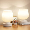 Touch‑Dimmable White Glass Lamp Set