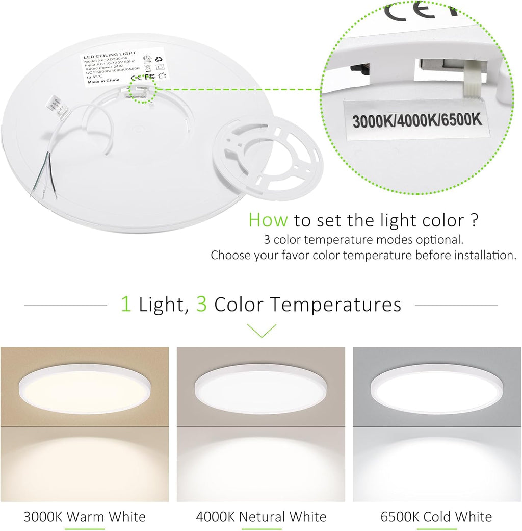 Thin 3CCT White LED Ceiling Lights 4‑Pack