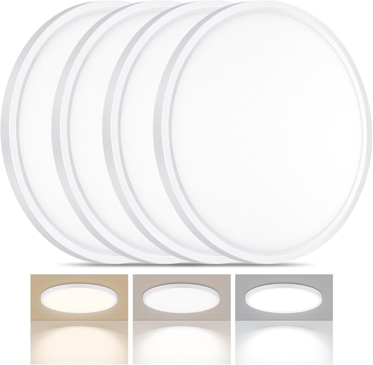 Thin 3CCT White LED Ceiling Lights 4‑Pack