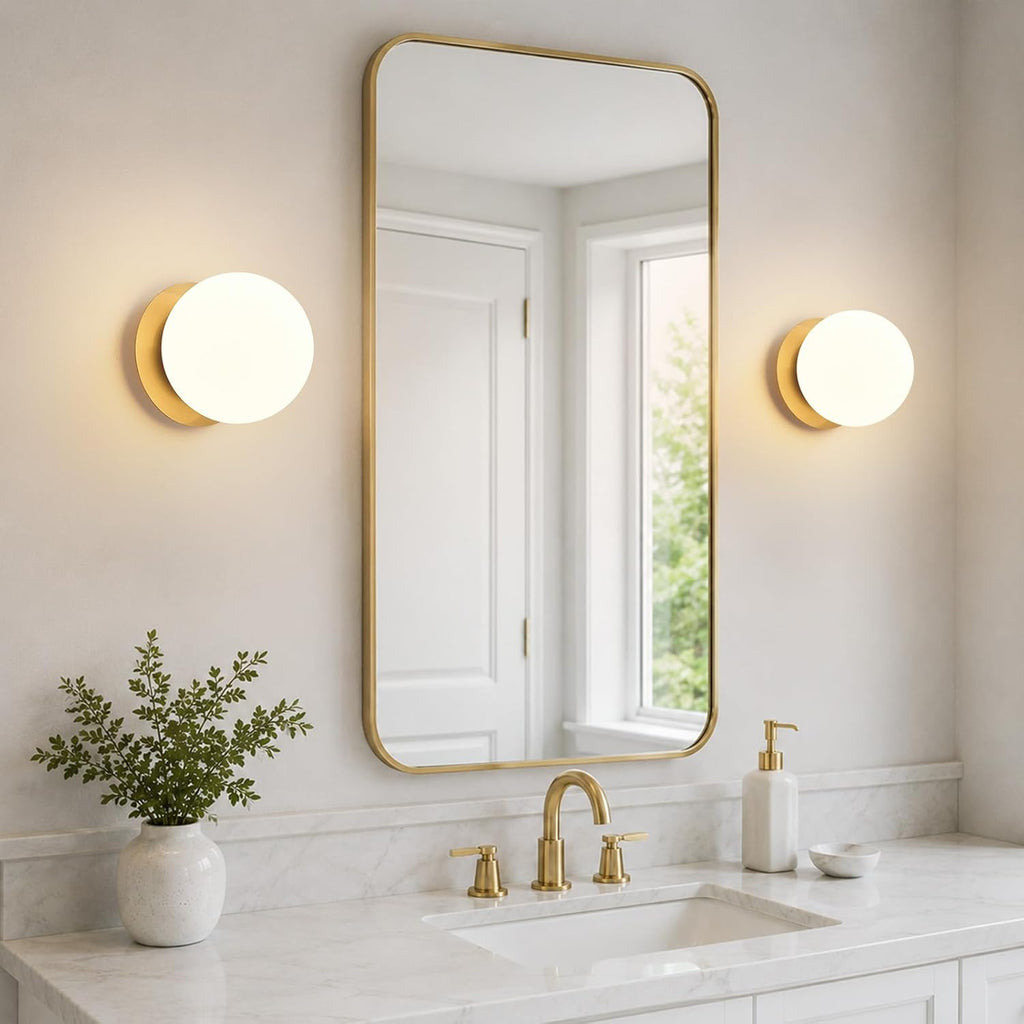 Mid‑Century Modern Brass Globe Wall Sconce