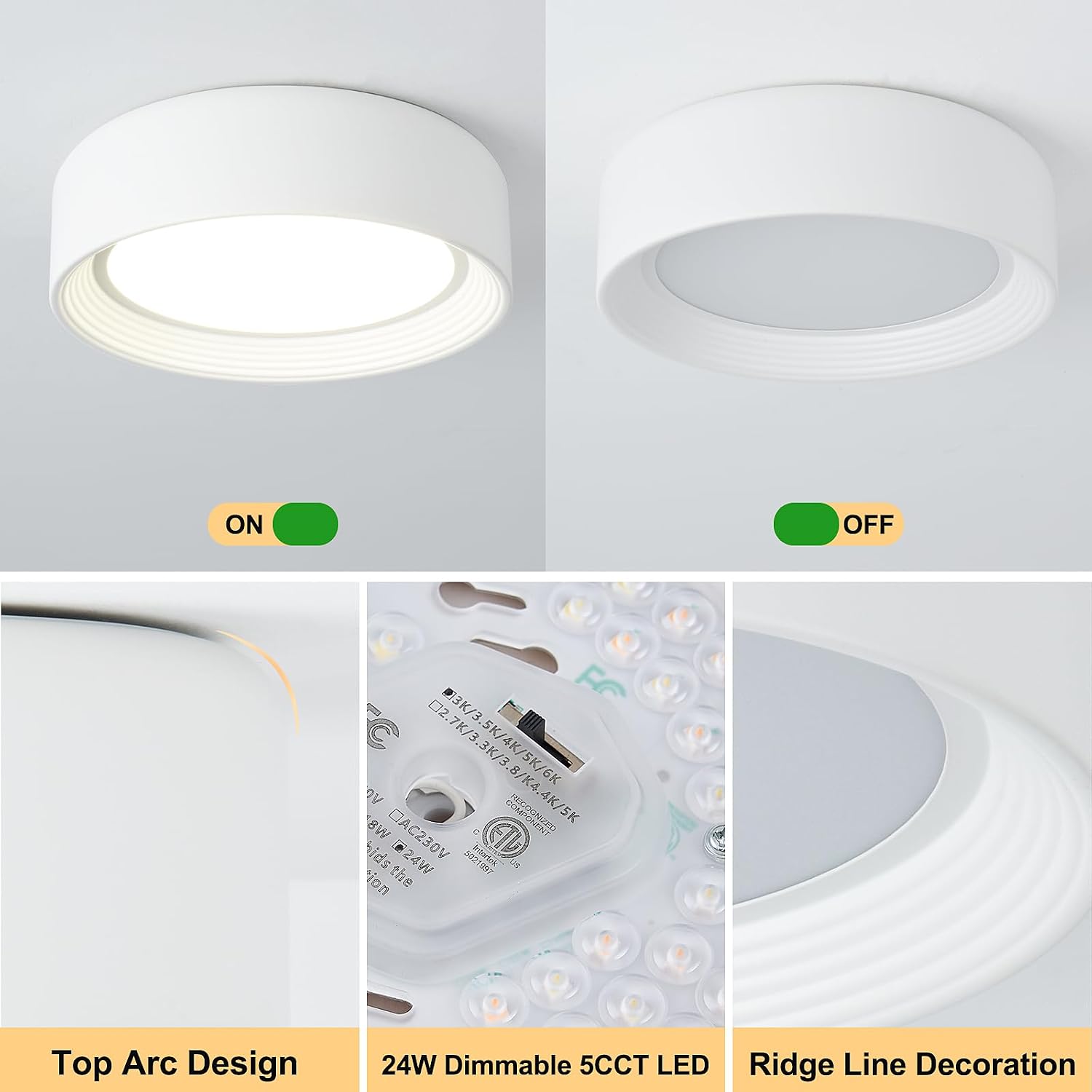 Dimmable 5CCT White LED Ceiling Light