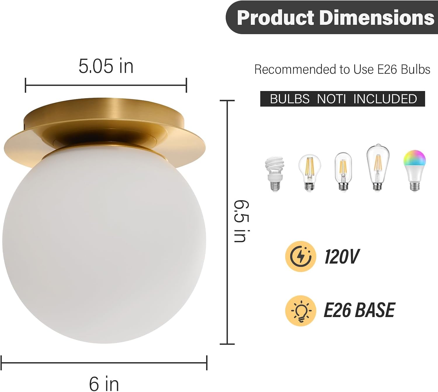 Mid‑Century Modern Brass Globe Wall Sconce