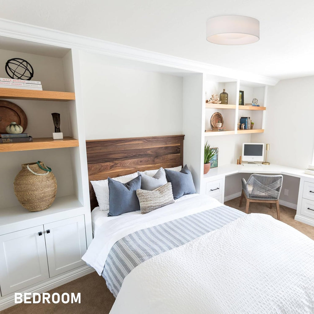 Modern Linen‑Drum LED Ceiling Light