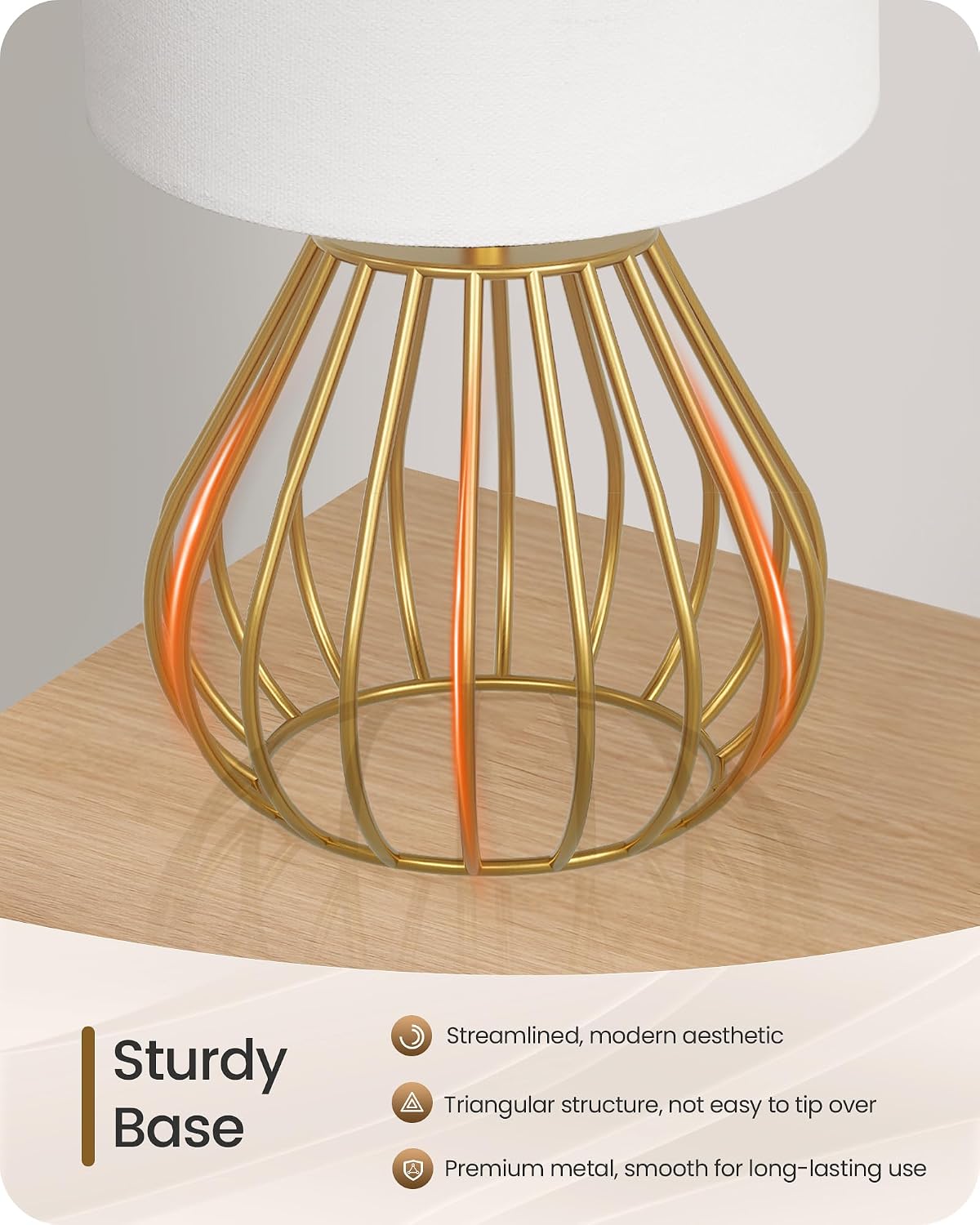 Gold Linen‑Shade Bedside Lamp Set