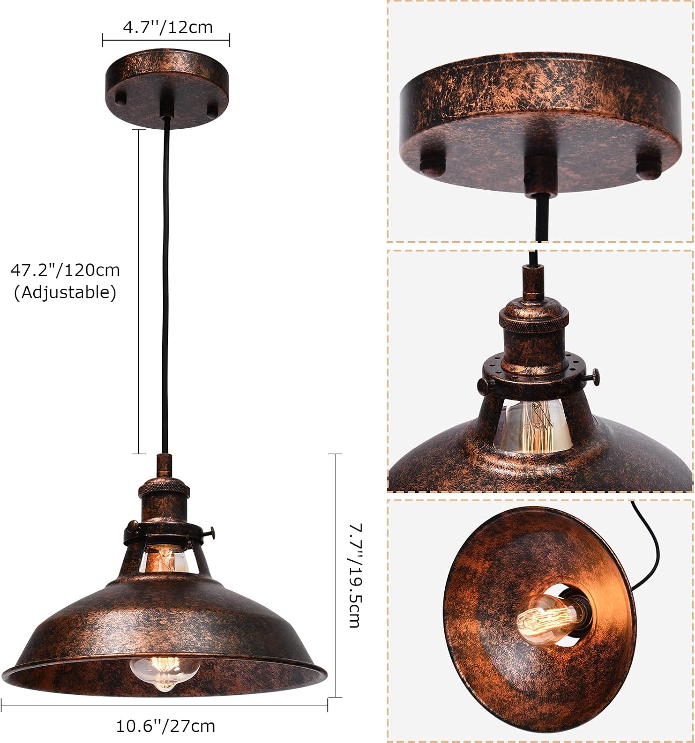 Vintage Industrial Barn Pendant Light Fixture