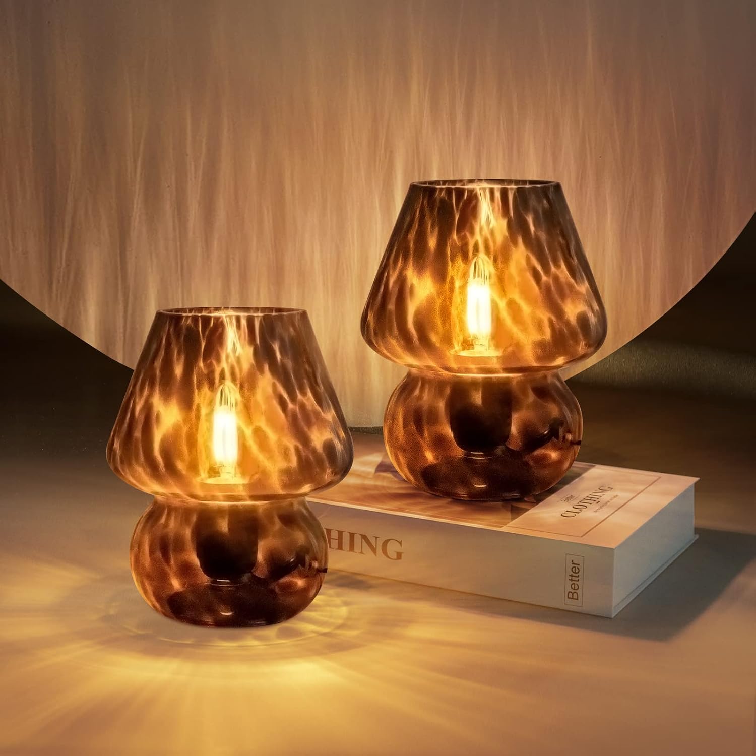 Vintage Dimmable Mushroom Table Lamp Set