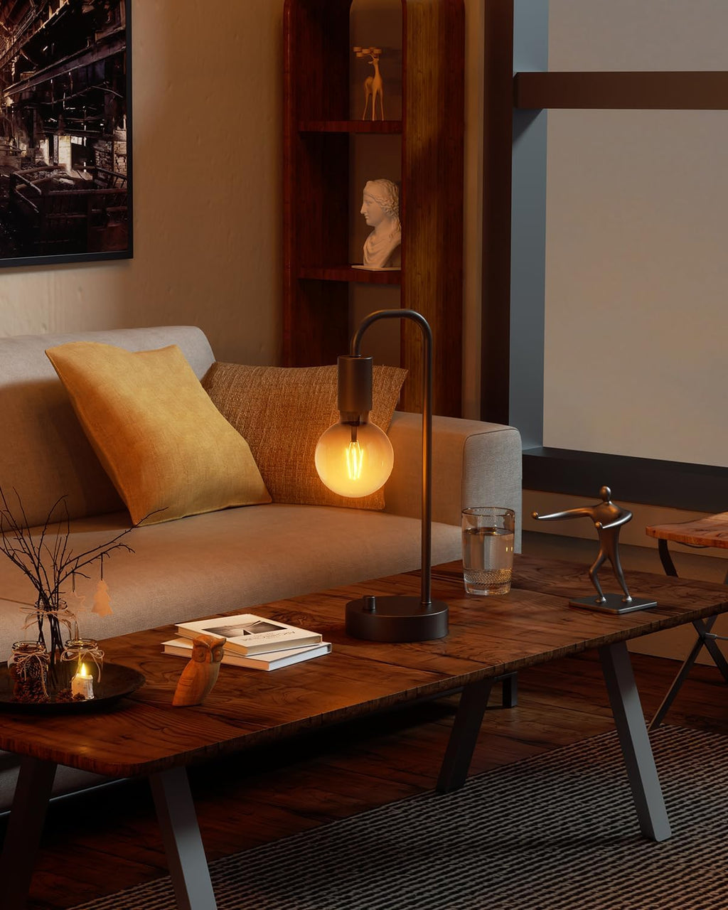 Dimmable Industrial Bedside Lamp Set