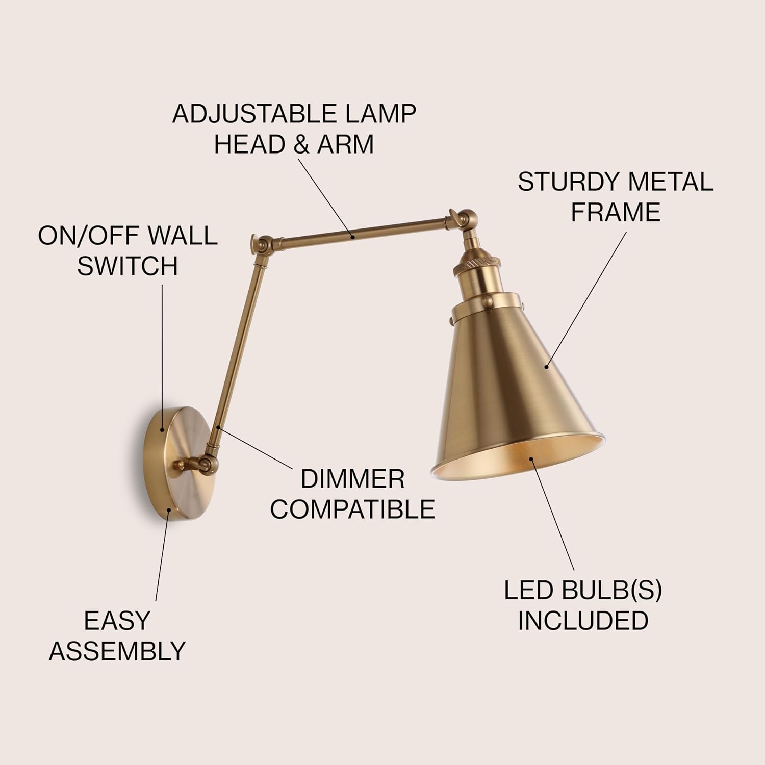 Brass Gold Indoor Wall Sconce Light