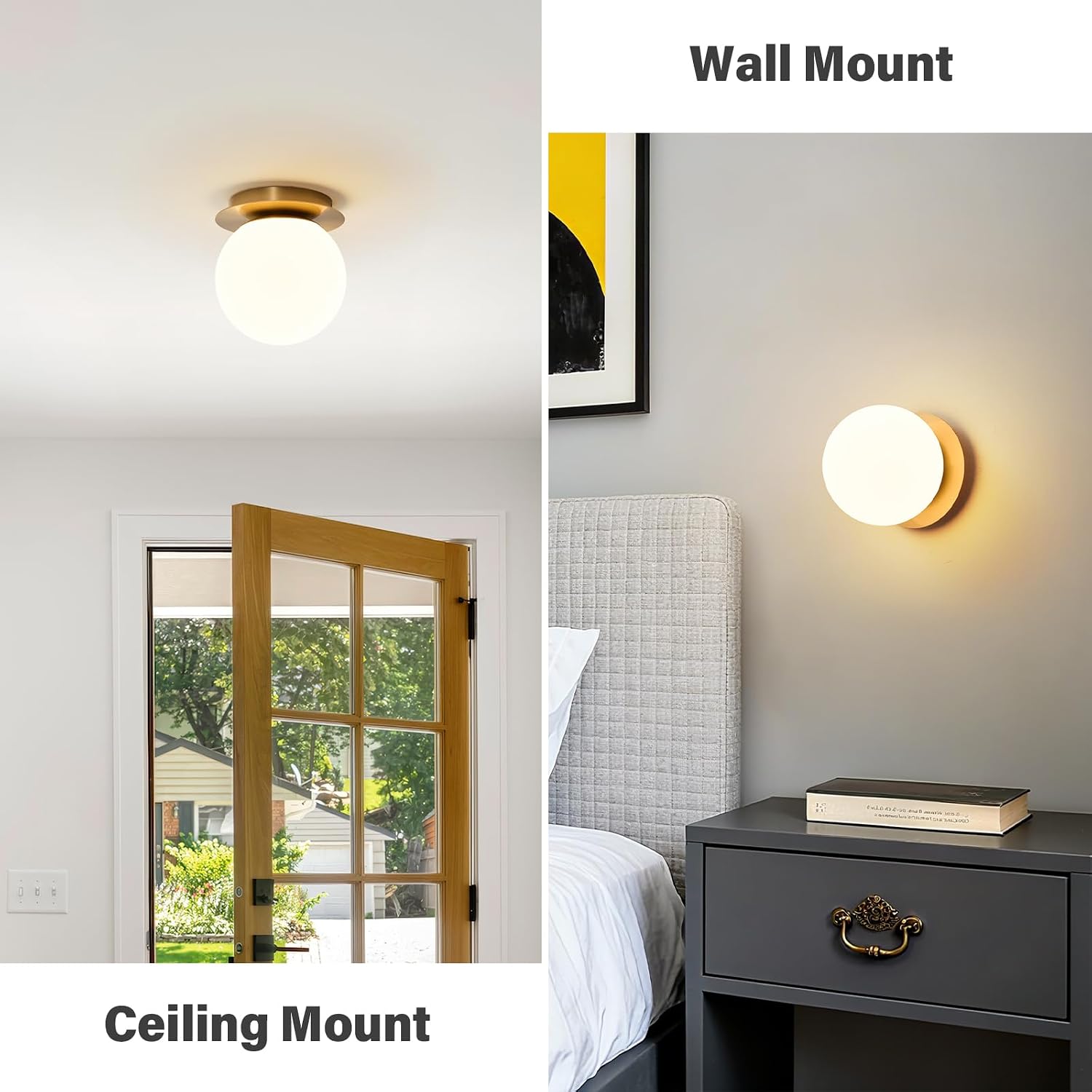Mid‑Century Modern Brass Globe Wall Sconce