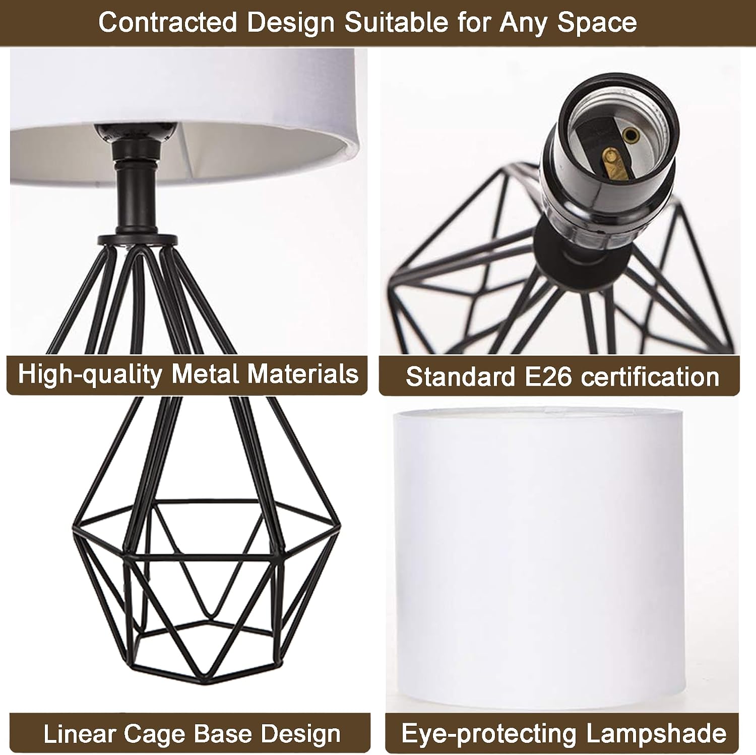Black Cage‑Shade Bedside Lamp Set