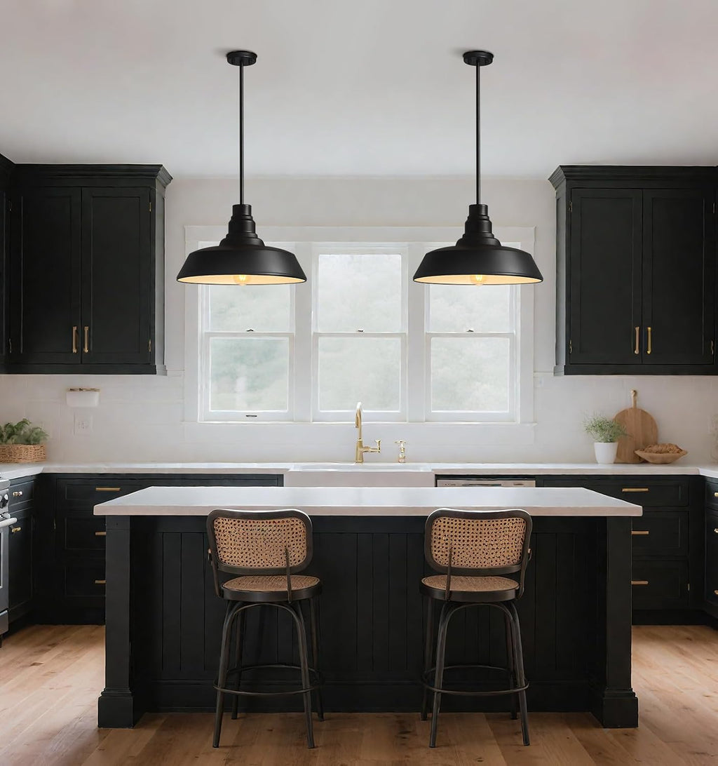 Large Black Farmhouse Dome Pendant Light