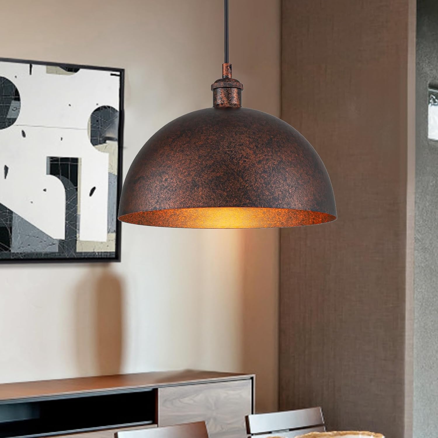 Rustic Metal Dome Industrial Pendant Light