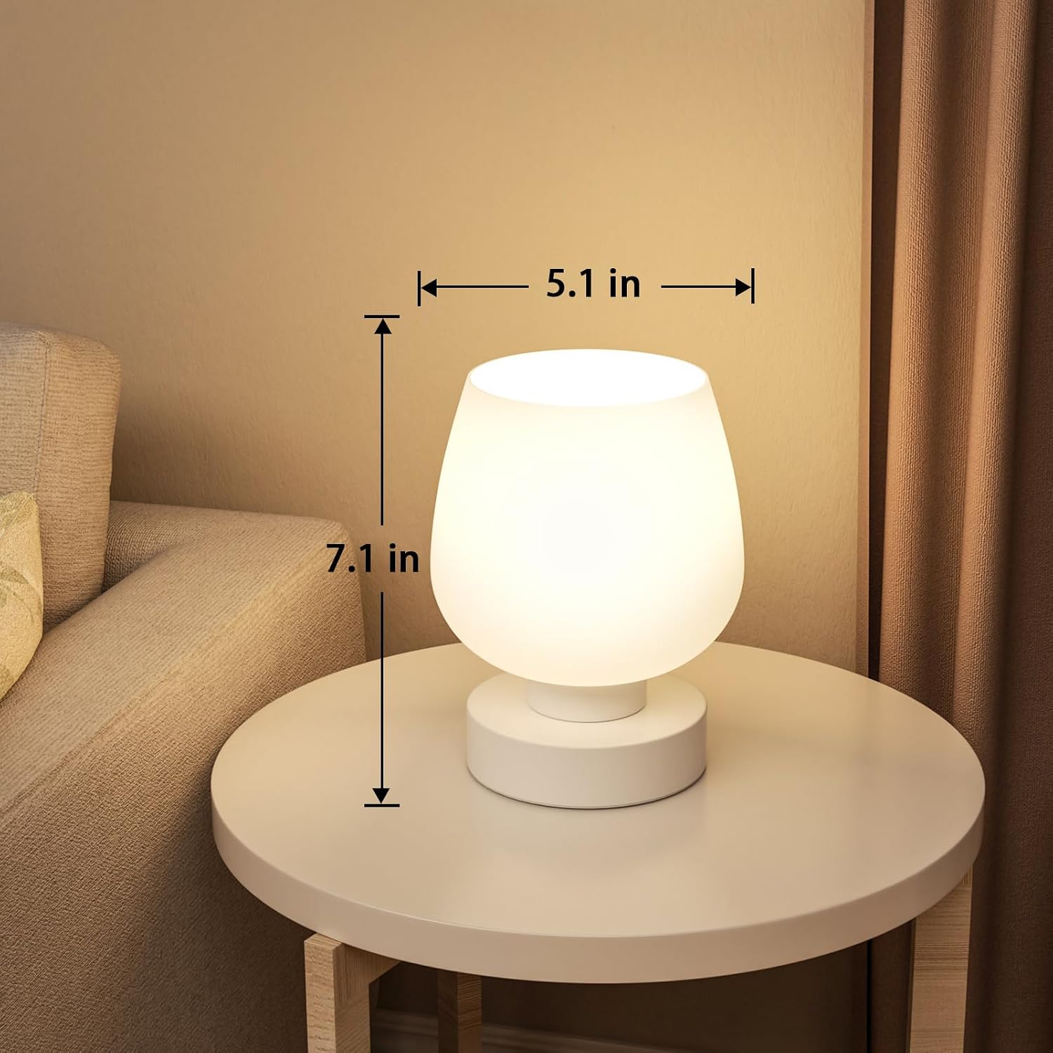 Touch‑Dimmable White Glass Lamp Set