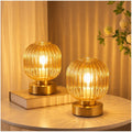 Vintage Dimmable Amber Glass Lamp Set