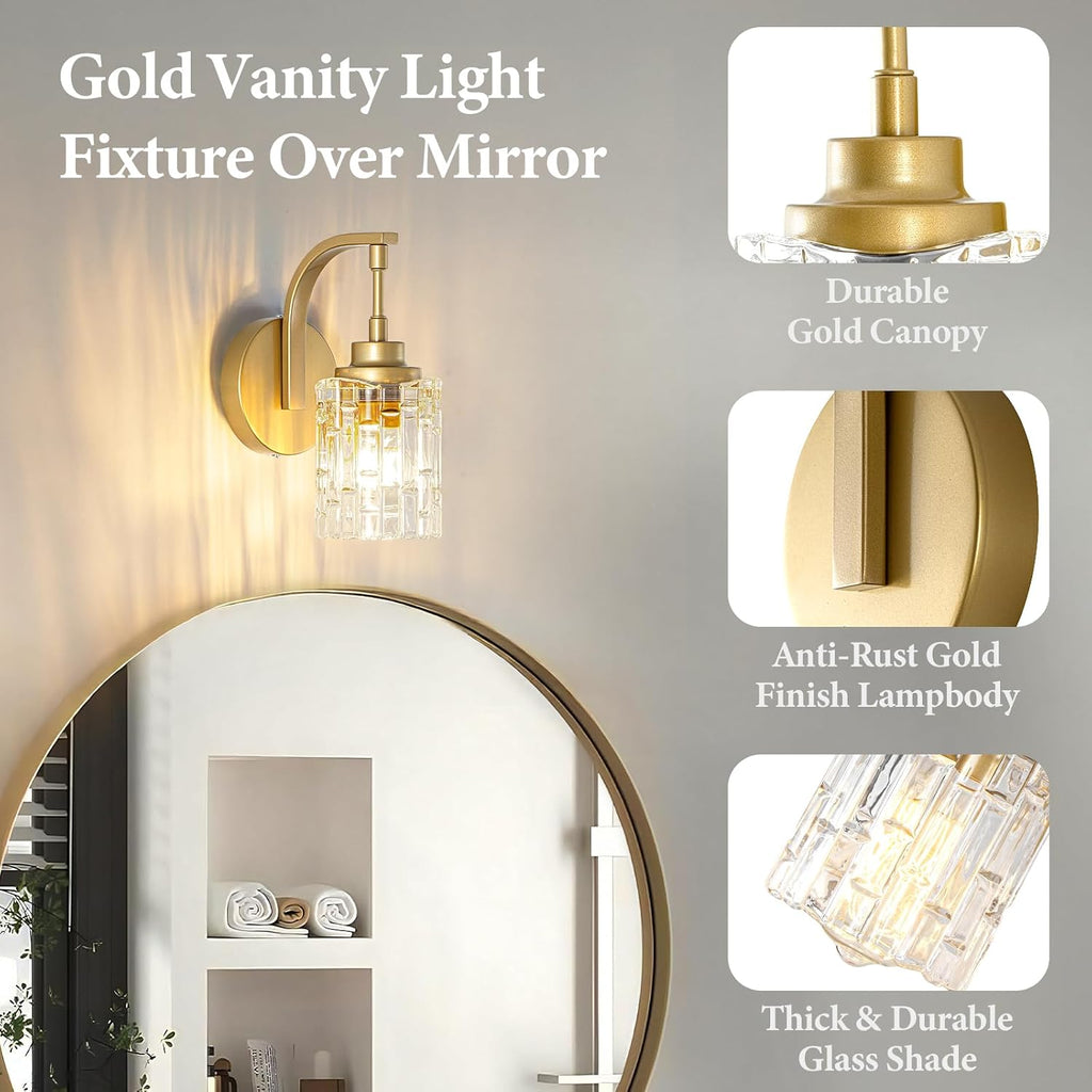 Vintage Brass Gold Bathroom Wall Sconce