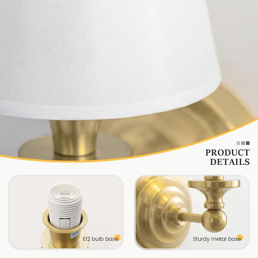 Brass Linen‑Shade Indoor Wall Sconce