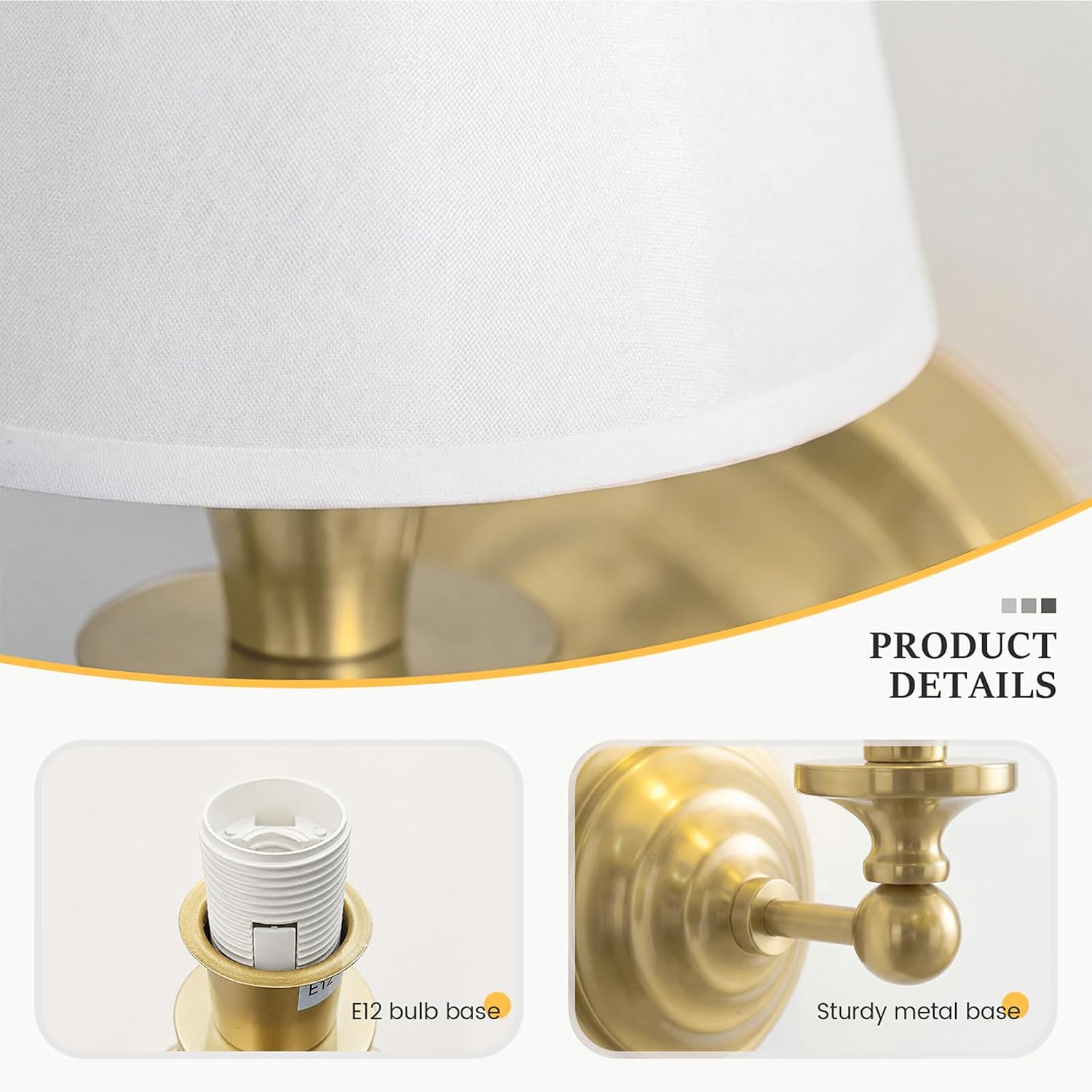 Brass Linen‑Shade Indoor Wall Sconce
