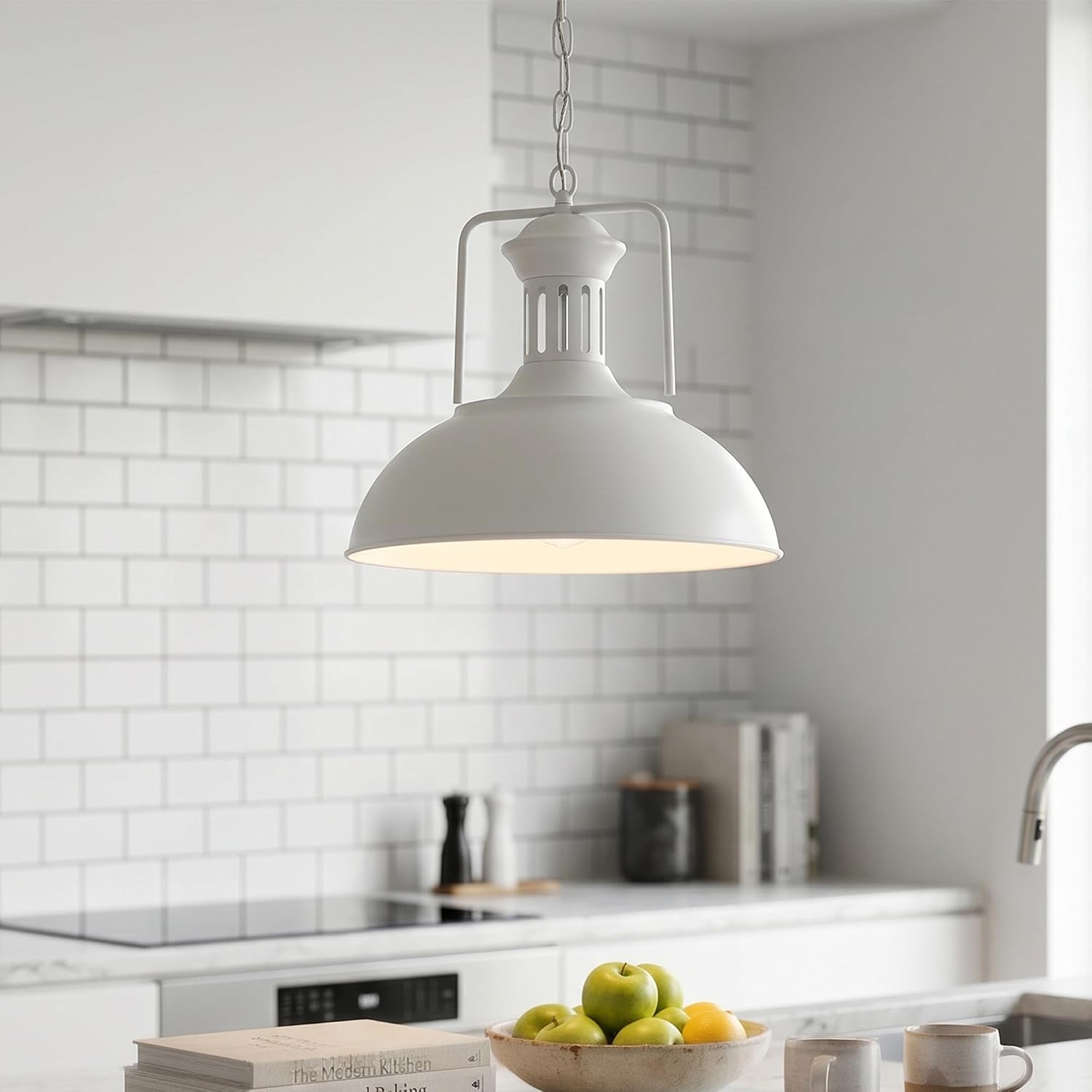 White Industrial Dome Pendant Light Fixture