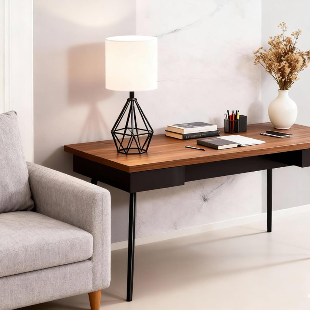 Black Cage‑Shade Bedside Lamp Set