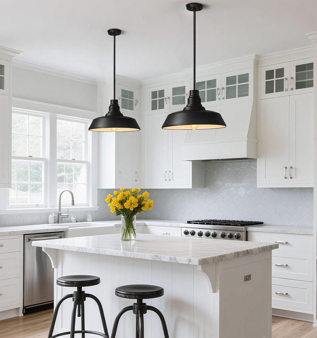 Large Black Farmhouse Dome Pendant Light