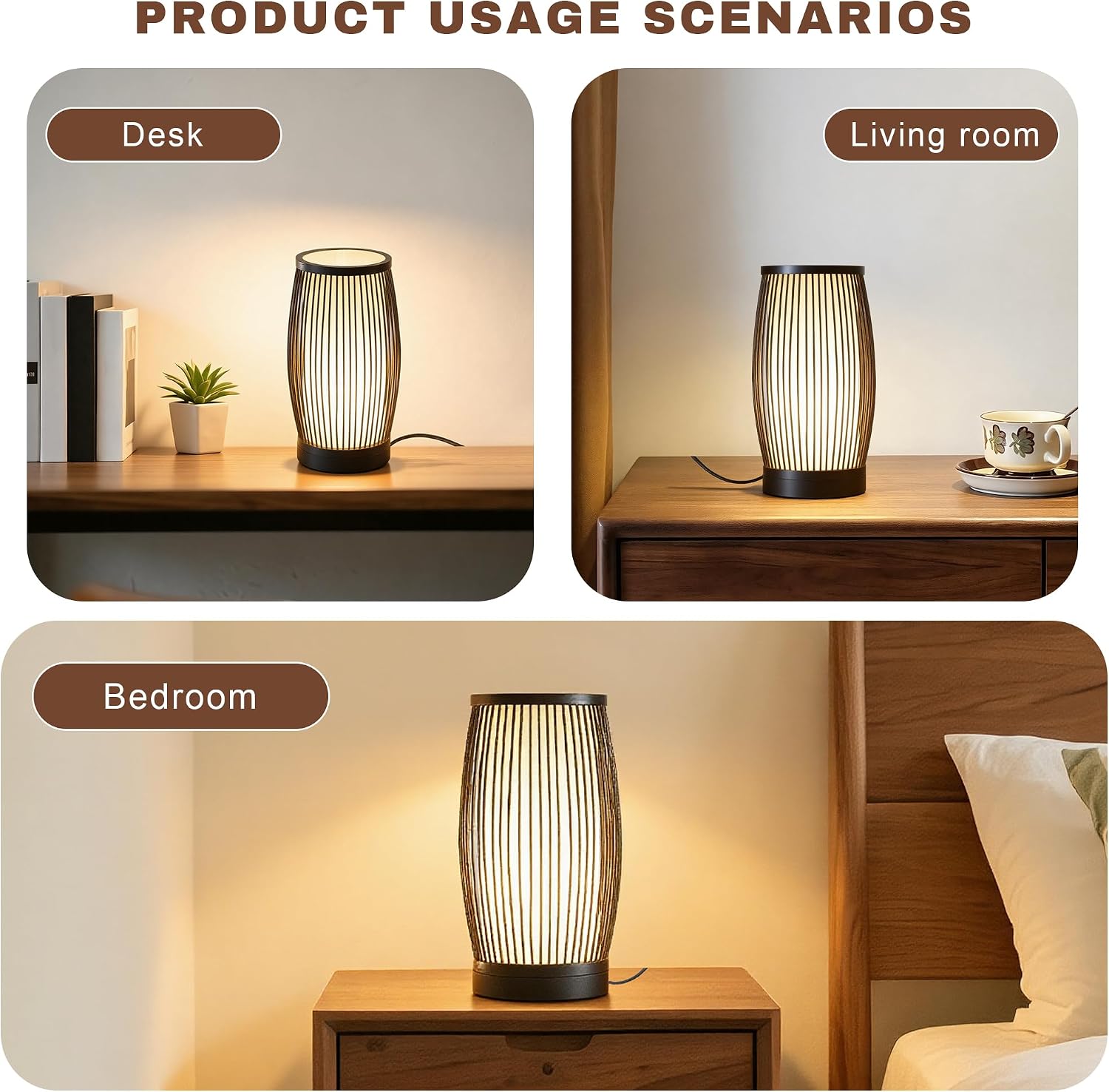 Boho Small Bedside Table Lamp Set