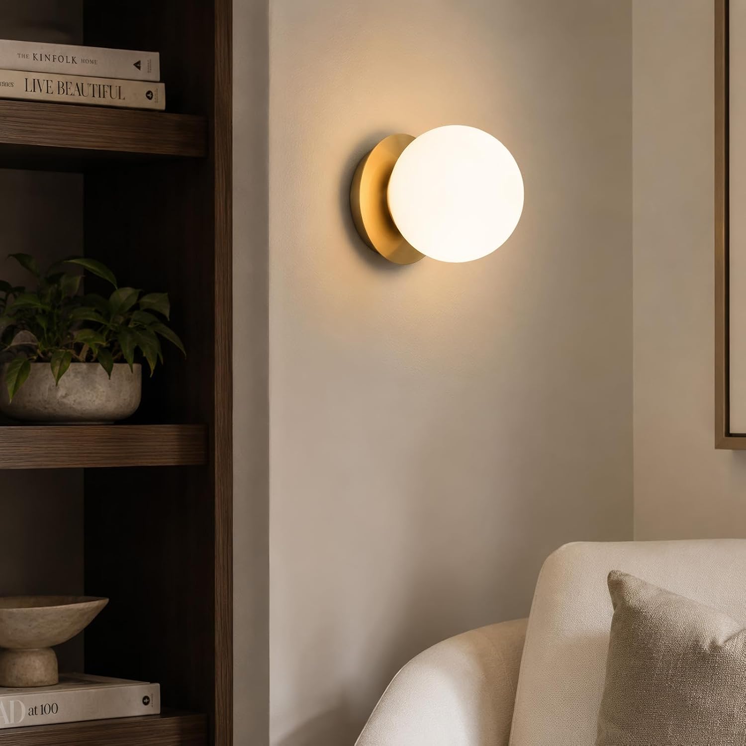 Mid‑Century Modern Brass Globe Wall Sconce