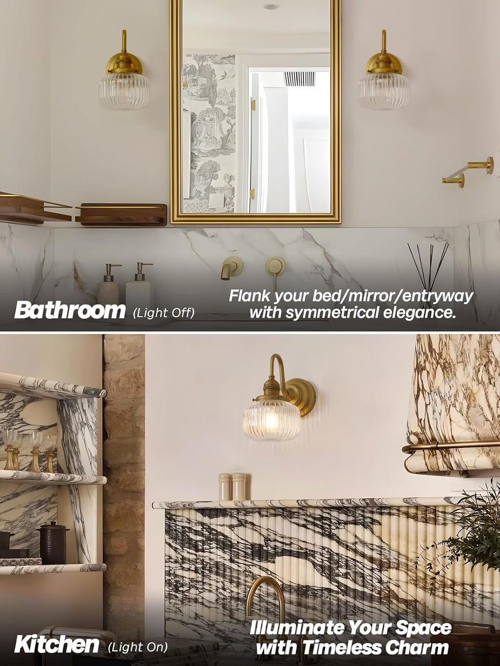 Vintage Brass Gold Bathroom Wall Sconce