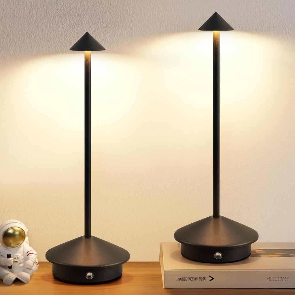Black Portable Cordless Table Lamp Set