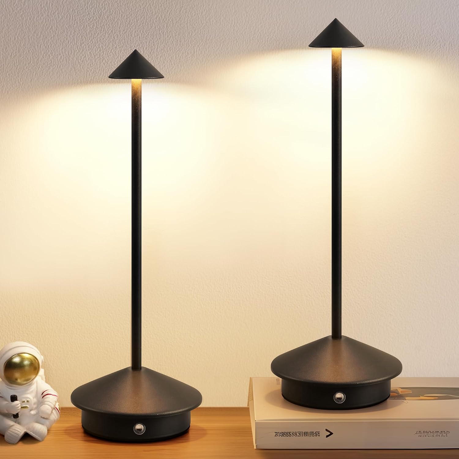 Black Portable Cordless Table Lamp Set