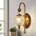 Vintage Brass Globe Glass Wall Sconce
